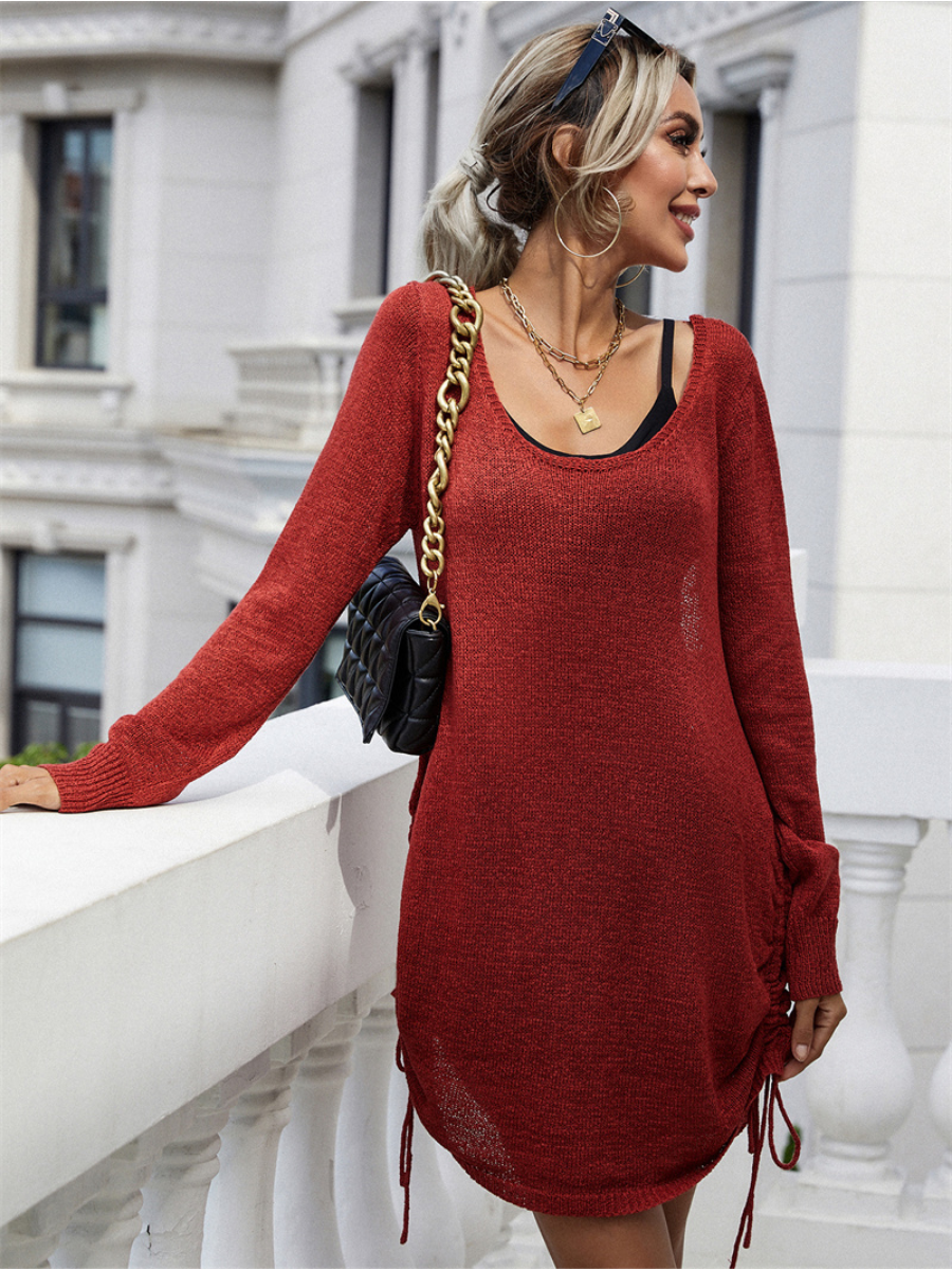 CASTAWAY Low Open Back Knit Dress - Rust
