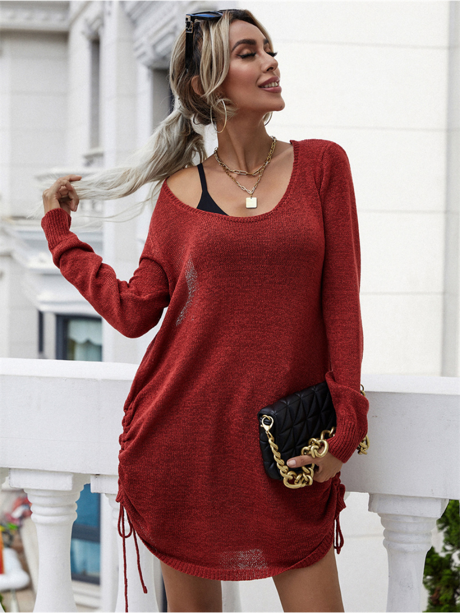 CASTAWAY Low Open Back Knit Dress - Rust
