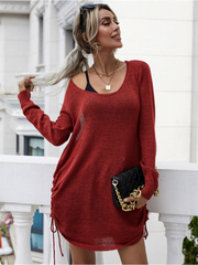CASTAWAY Low Open Back Knit Dress - Rust