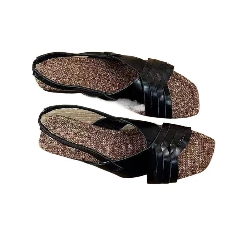Roman Sandals Outer Wear French Style Beautiful Retro Fairy Style Holiday Seaside Soft Flat Beach Shoes