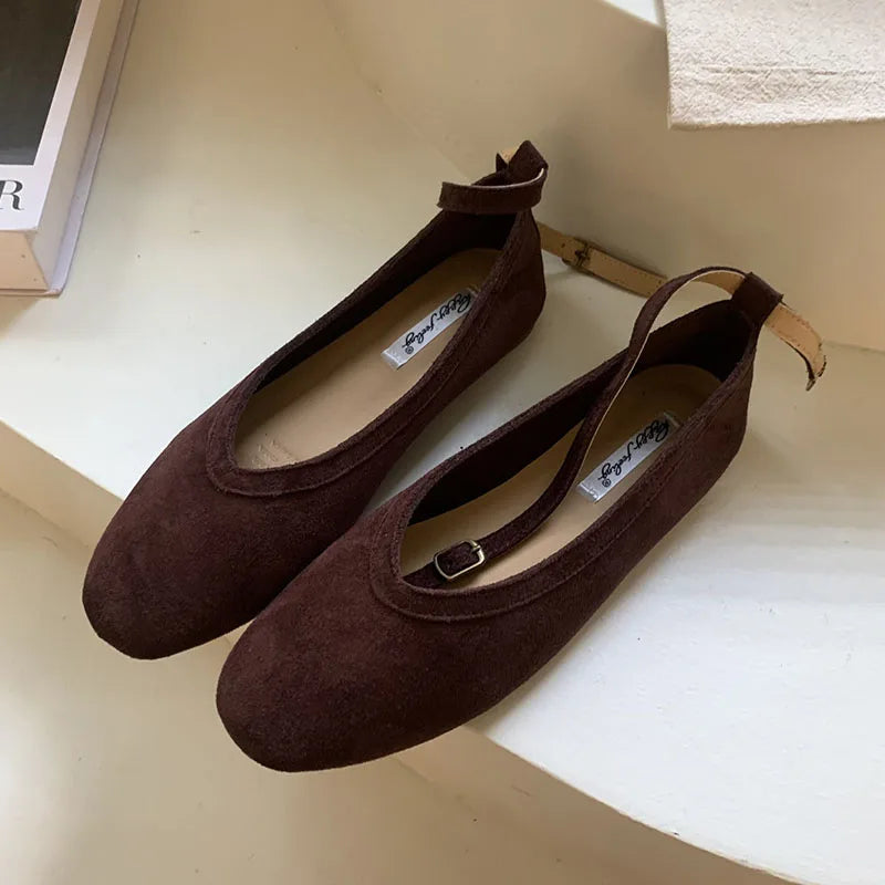 Brand Flat Shoes Round Toe Mary Jane Shoes Soft Sole Shallow Slip On Ballerinas Shoe Dree Shoes Mule