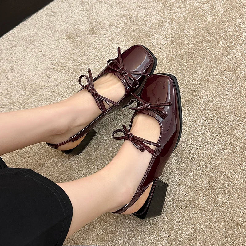 Cover Toe Sandals Butterfly-knot Party Dress Singbacks Mules Shoes Zapatos De Mujer