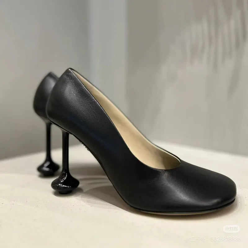 Star style Square toe Soft Leather Office Lady Stiletto High heels Party