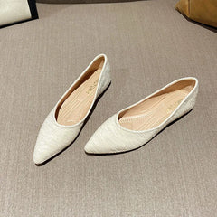 Striped Fabric Ballerinas Woman Soft Bottomed Flats Big Size 42/43 Shoes Pointed Toe Dress Loafers Green Ballets