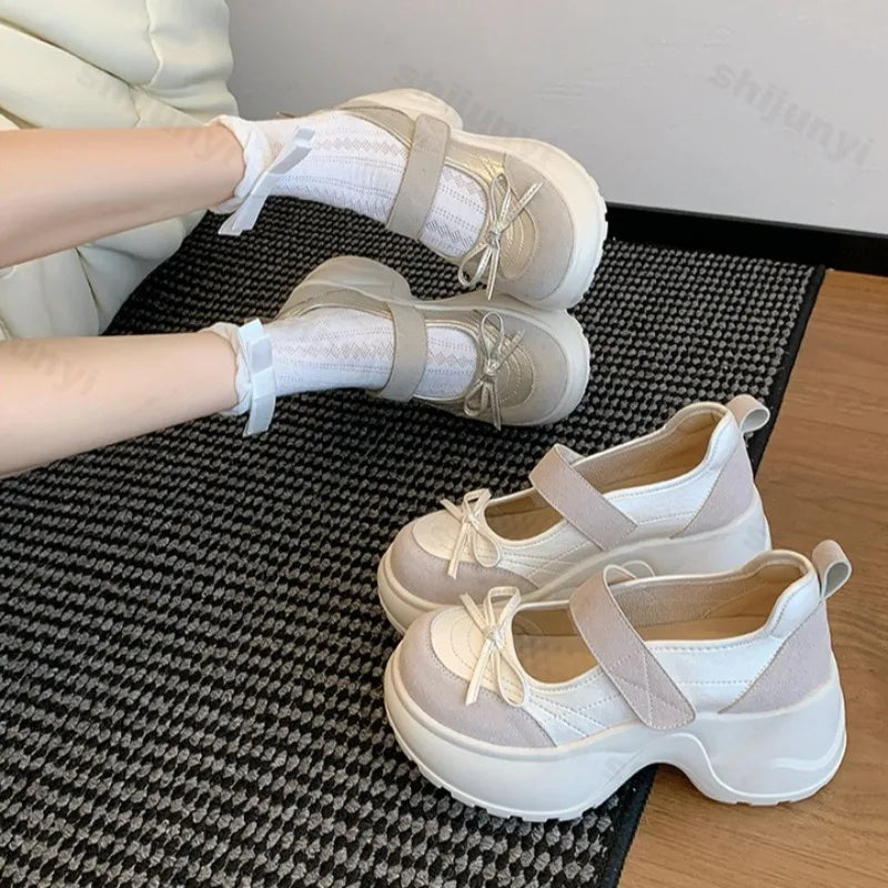 Bow Decoration Shallow Mouth Sports Single Shoes