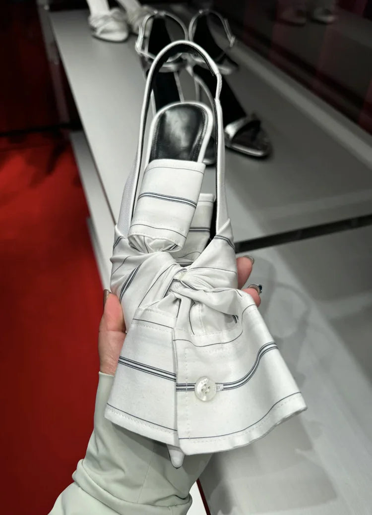 Fold Bow Super High Heel Pointed Single Shoes Thin Heel Shallow Mouth Shoes