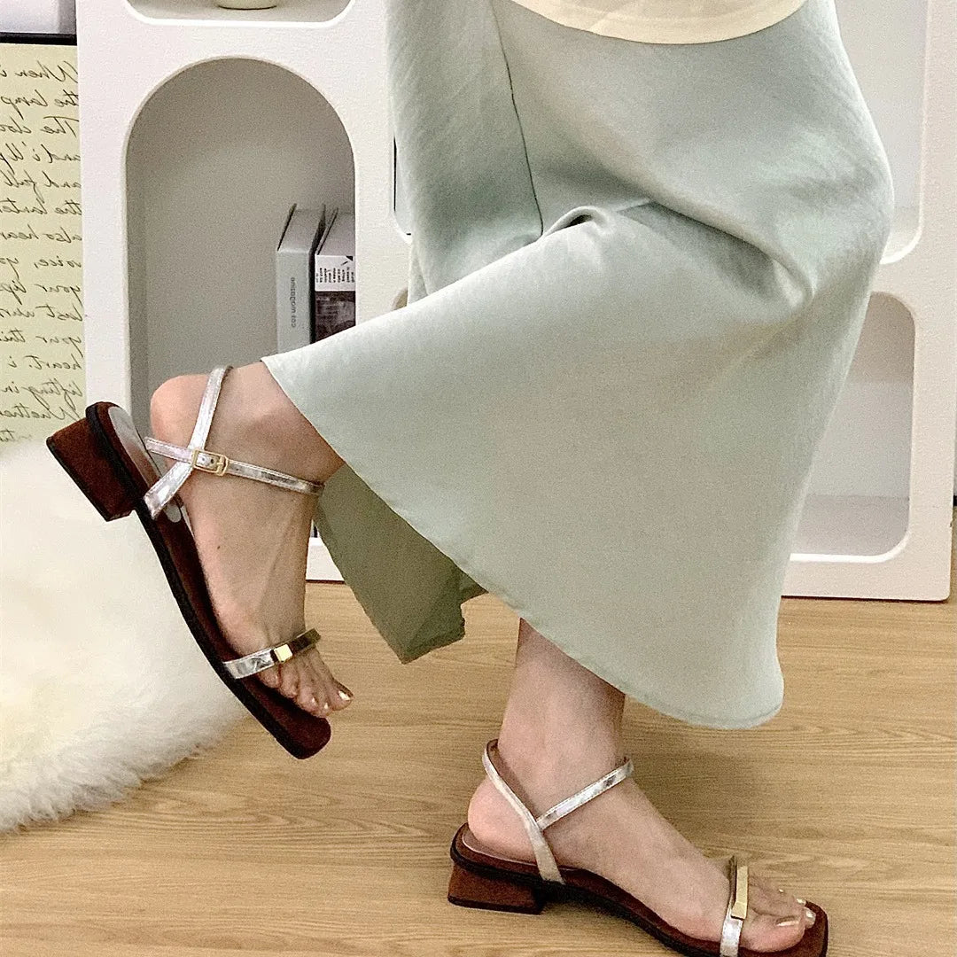 Sandals Block Heels Clear Shoes Suit Beige Buckle Strap Open Toe Chunky Low Black Comfort Girls Peep PU
