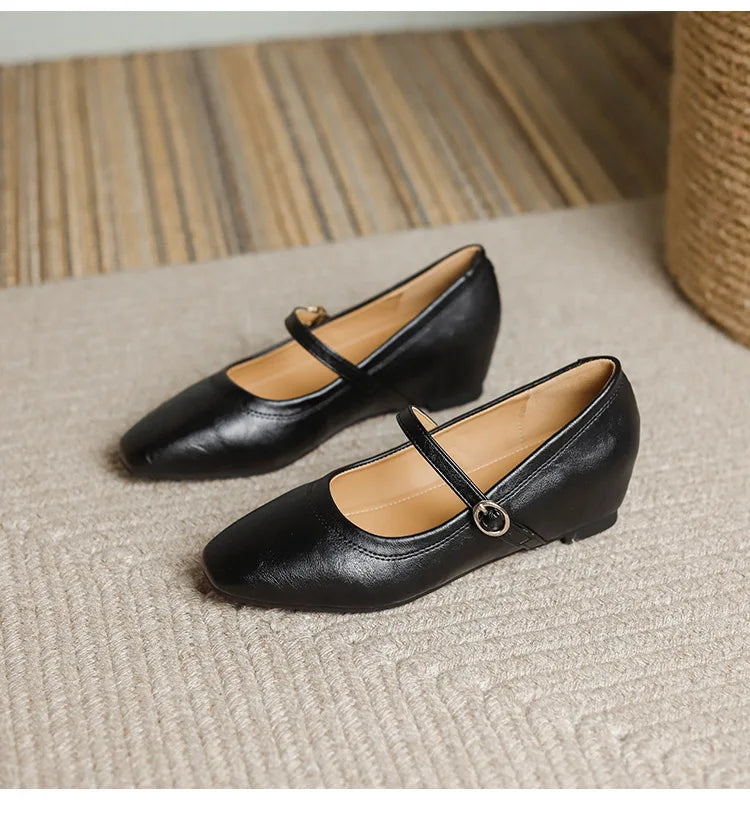 mary janes shoes woman height increasing flats soft leather ankle belt mocasines elevator shoes zapatos de mujer 2025