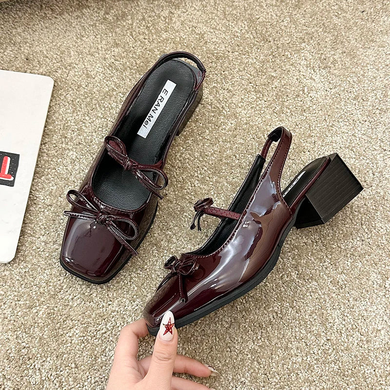 Cover Toe Sandals Butterfly-knot Party Dress Singbacks Mules Shoes Zapatos De Mujer