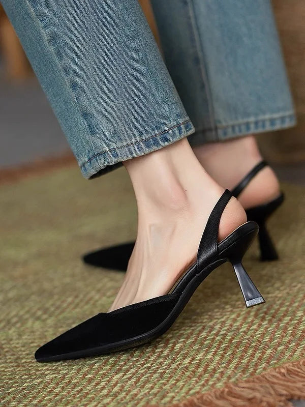 Pointed Toe Sandals Elegant Slippers High Heels Shoes Brand Slingback Shoes Dres Pumps Mujer De Slides