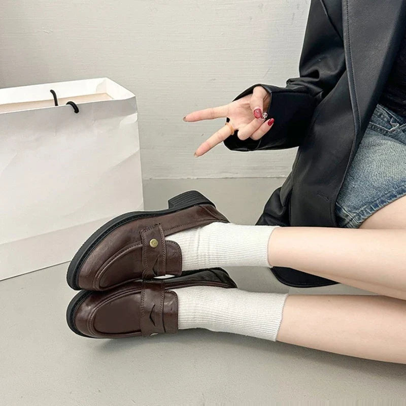 Flat Shoes Mary Jane Shoes Hot Sale Simple Causal Uniform Shoes Thick Bottom Non-slip