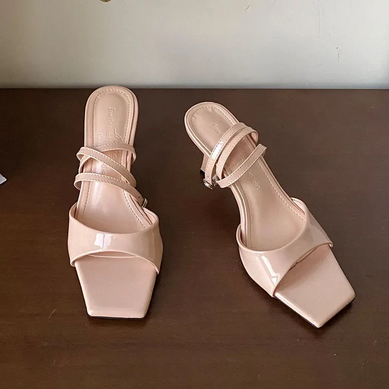 Ankle Strap High Heels Pumps Shoes Square Toe Footwear Shallow Party High Heels Shoes