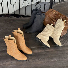 Pointed Toe Ankle Boots High Heels Shoes Brand Chelsea Boots Chunky Leather Shoes Mujer Botas