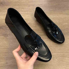 Classicial British Style Loafers Trendy Casual Office Work Shoes Retro Solid Color Soft Soled Lady Pumps