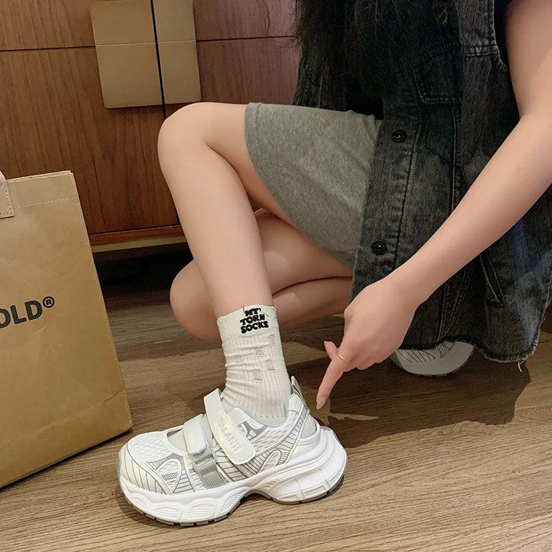 Sandals Thick Bottom Hollow Head Patch Color Sports Shoes Casual Increase Breathable Non-slip Shoes
