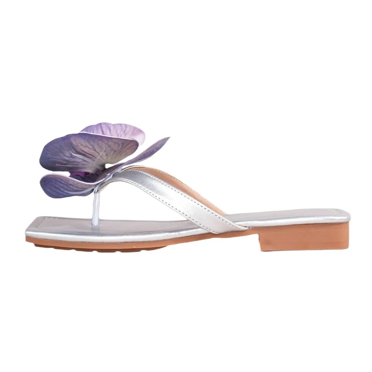 Brand Shoes Elegant Flowers Design Slippers Casual Outer Wear High Heel Slides