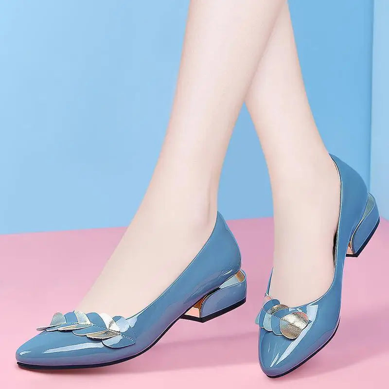 Low Heel Elegant Blue Normal Leather