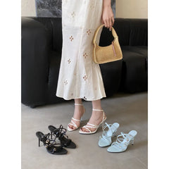 Sandals Stiletto Heelss Shoes Open Toe All-Match Suit Beige High Low Peep Comfort Blac