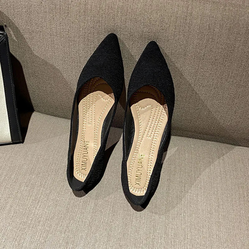 Striped Fabric Ballerinas Woman Soft Bottomed Flats Big Size 42/43 Shoes Pointed Toe Dress Loafers Green Ballets