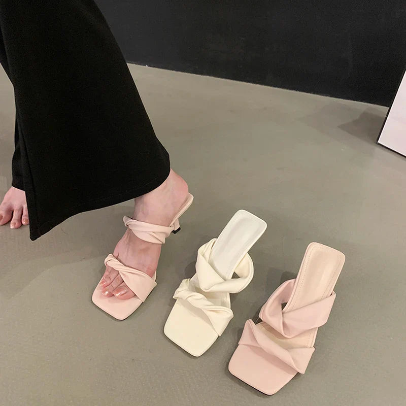 Open Toe Slippers Comfort High Heel Party Dress Slides Shoes