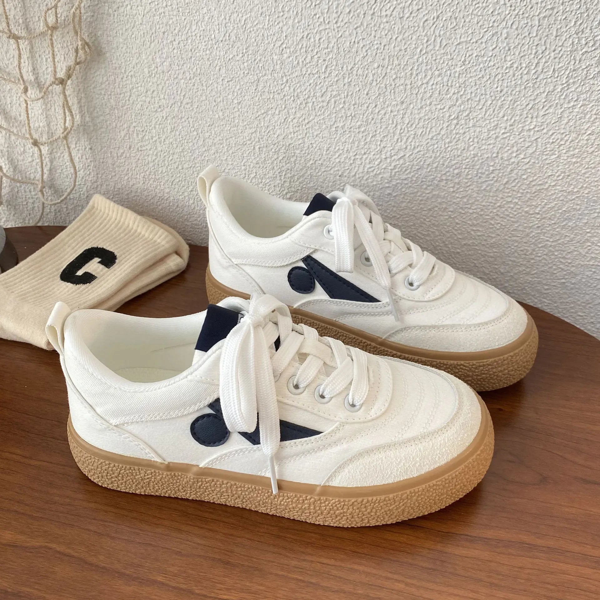 Thick Bottom Training Shoes Retro Mixed Color Students Sneakers Casual Concise Soft Soled Sports Shoes