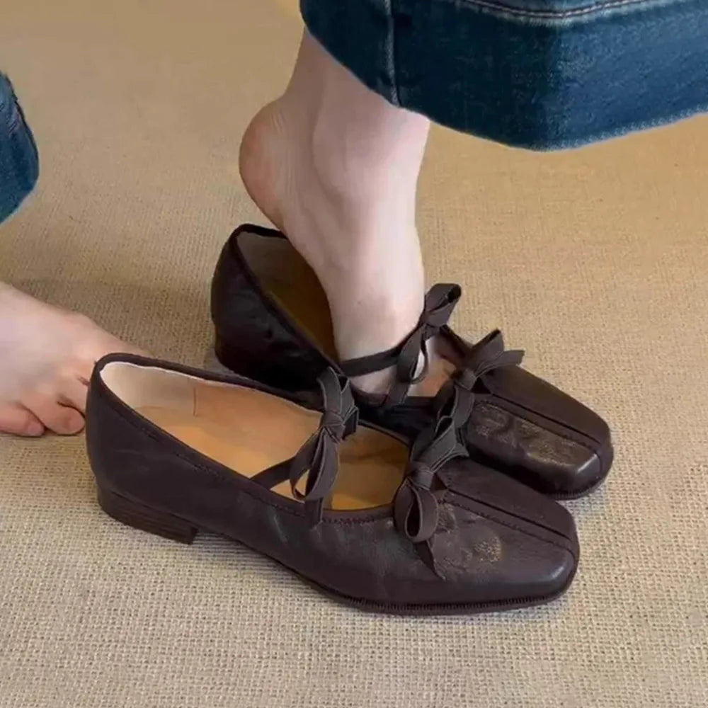 Flats Loafers Shoes Square Toe Sandals Woman Sandals Casual Trend Brand Lolita Dress Zapatos De Mujer