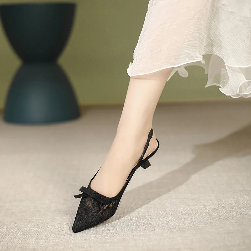 Sandals Clear Heels Pvc Shoes Lace Denim Med Breathable Suit Beige Plastic Pointed Medium Low Ne