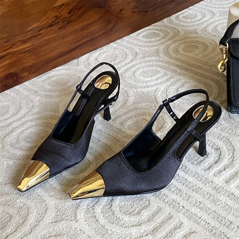 Shallow Pointed Toe Leopard Print Thin High Heels Stripper Party Slingbacks Shoes