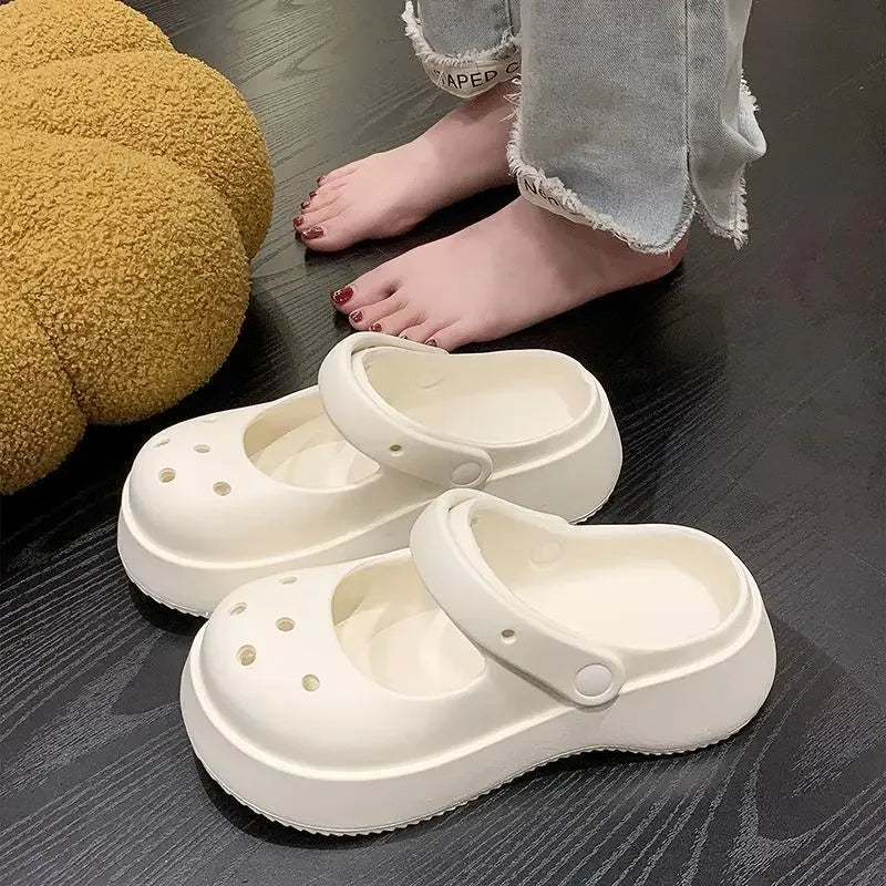 Platform Kawaii Slides Shoes Cute White Slippers and Sandals on Beach Thick Normal Top Designs Vip 39