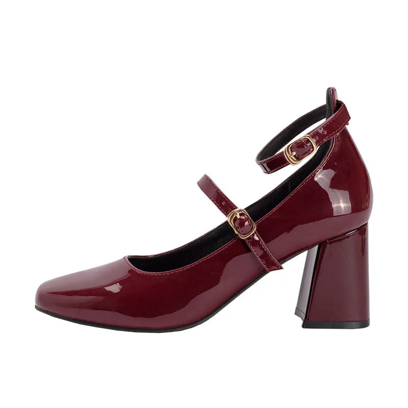 Quality Shoes Low Heel Square Square Toe Comfortable Heels Zapatos De Mujer