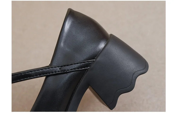 Style Mary Janes Shoes Elegant Chunky Platform High Heels Shoes Bow Ankle Buckle Party Shoes