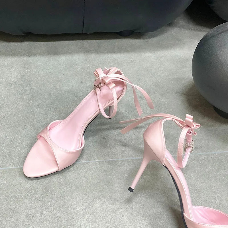 Butterfly-Knot Footwear Pumps High Heels Shoes Pointed Toe Thin Heels Shoes 2025