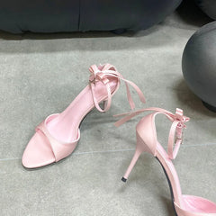 Butterfly-Knot Footwear Pumps High Heels Shoes Pointed Toe Thin Heels Shoes 2025