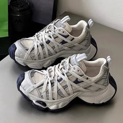 Platform Soled Lace Up Sneakers Comfortable Soft Sports Shoes Outdoor Casual Couple Running Shoes