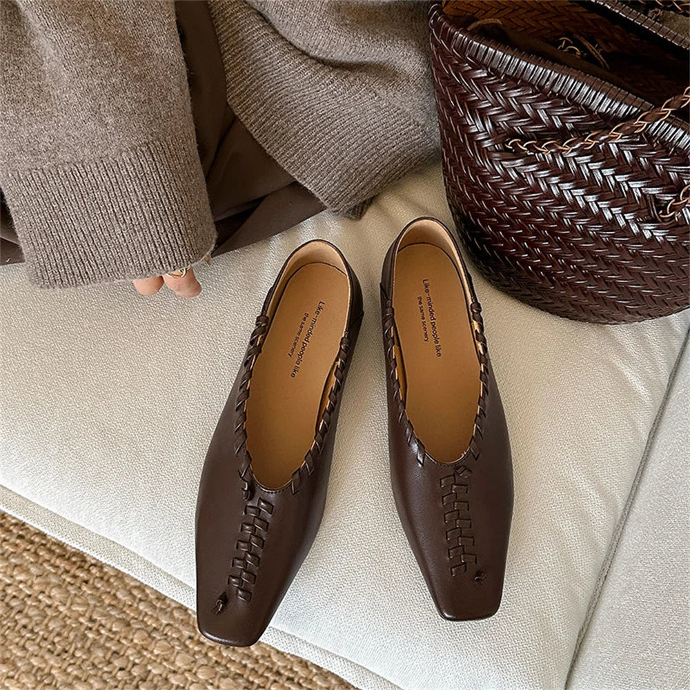 Loafers Walk Loafers Genuine Leather Slip On Flats Shoes Soft Ballet Flats Woman Gold