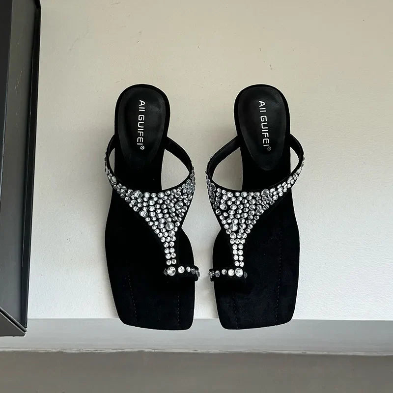 Footwear Wedges Slippers Shoes Rhinestones Heeled Slippers