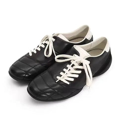 Black Casual football Style Sneakers Flats Chic Shoelaces Comfy Walking Shoes Woman Trainers High Quality