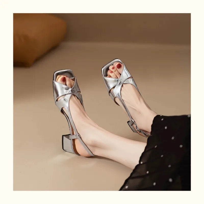 Hollowed-out Open Toe Buckle Shoes Soft Sole Casual Outdoor Beach High Heel Sandals