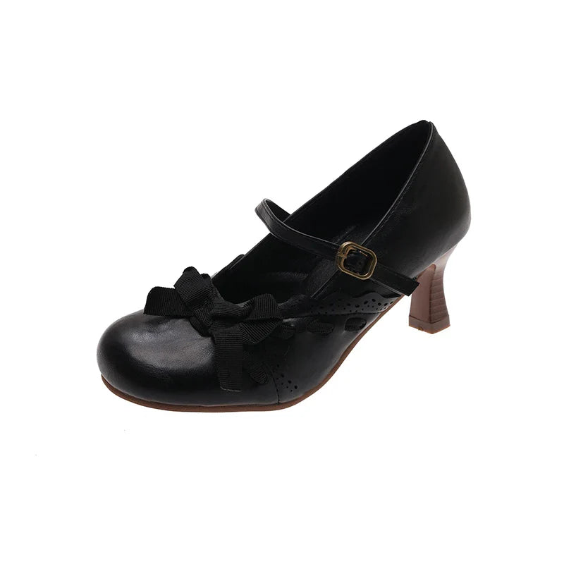 High Heel Shoes 2026 Lolita Style Mary Jane Shoes Elegant Bowknot Party Wedding Ladies