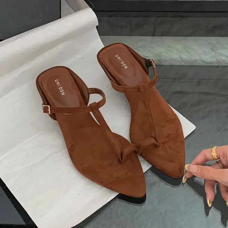 Footwear Wedges Heeled Slippers Shoes Pointed Toe Wedges Slippers Shoes Flip flops