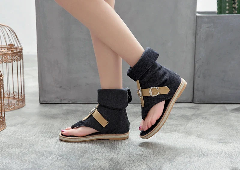 Blue Shoes Buckle Gladiator Sandals Jeans Boots booties sandalias Size 43