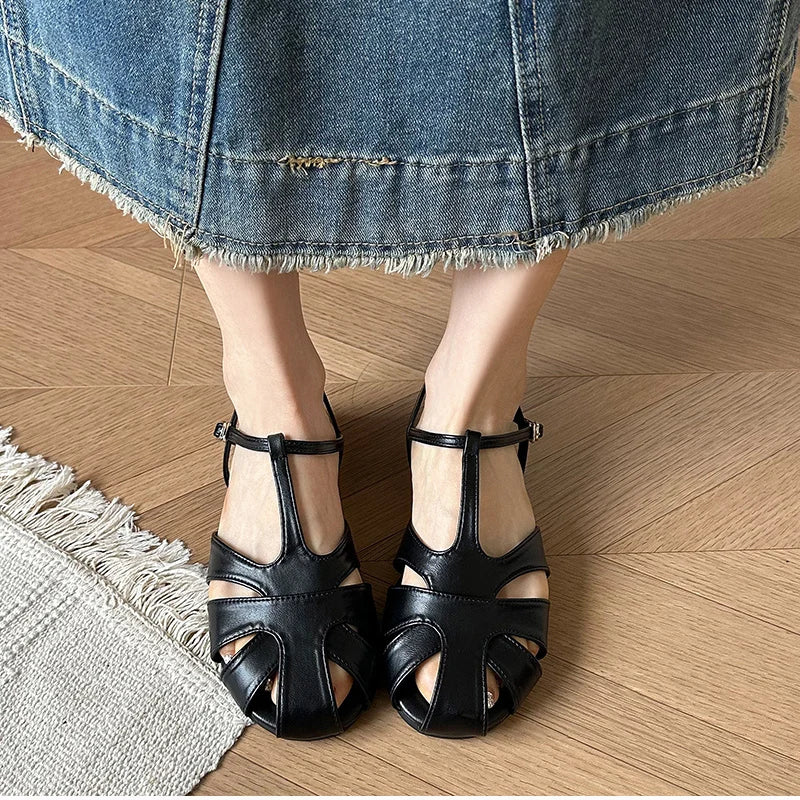 Retro Style Hollow Out Flats Sandals Party Dress Gladiator Shoes Zapatos De Mujer