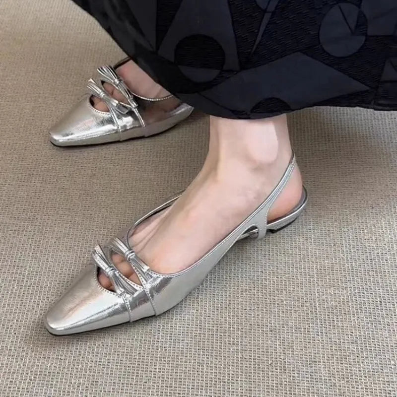Cover Toe Butterfly-knot Low Heel Stripper Party Sandalias