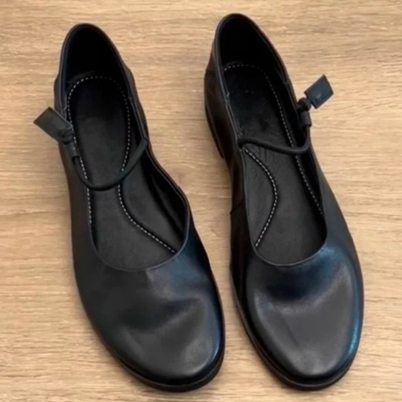 Mary Jane Style Breathable Flat Shoes Round Toe All-Match Shallow Mouth Casual Sneakers Leisure Versatile Shoes