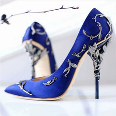 Metallic Accessories Ultra-High Pointed-Toe Pumps Satin Nightclub Shoes Catwalk Stiletto Shaped Heel Wedding Heels