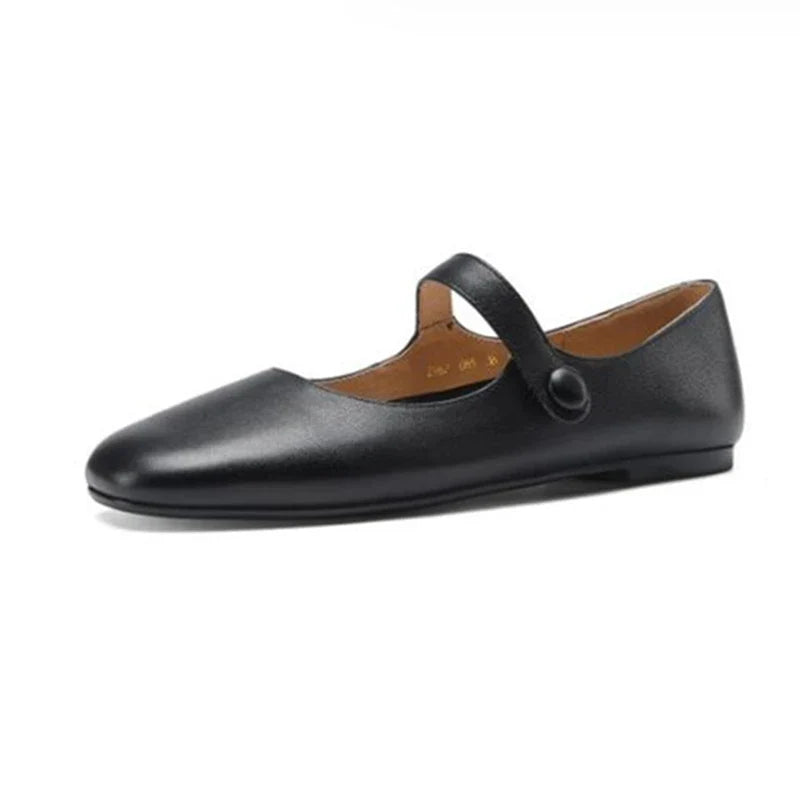 Mary Jane Shoes Genuine Leather Shoes Buckle Comfortable Flat Shoes