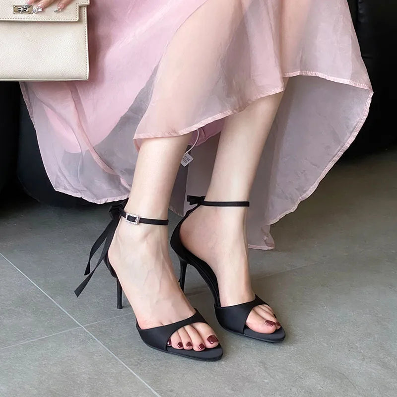 Butterfly-Knot Footwear Pumps High Heels Shoes Pointed Toe Thin Heels Shoes 2025