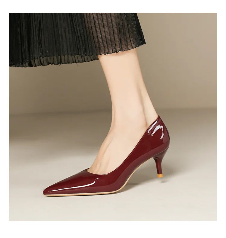 5cm Stilletos High Heels Red/Nude Pumps Patent Leather Tacones Wedges Femme Office Gift Shoes Wedding