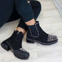 Platform Chunky Heels Ankle Boot Brand Crystal Combat Boots Cool Comfy Shoes Motorcycle Boots