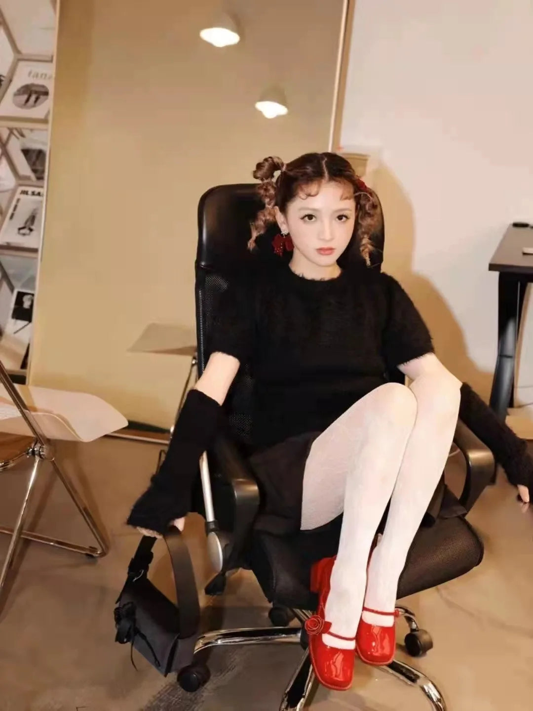 rose flower patent leather shoes woman brand sqaure toe pumps thick heel button strap mary janes talons hauts